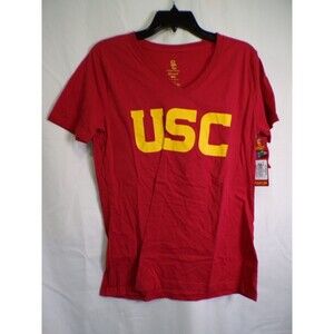 Women's USC V-Neck T-Shirt Large Red Trojans